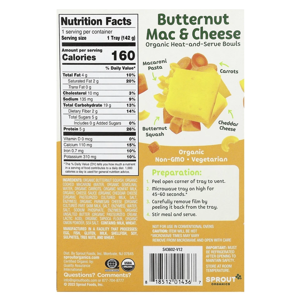 Comidas para niños pequeños, 12 meses+, macarrones con mantequilla y queso, 5 oz (142 g) Foto 2 de 2