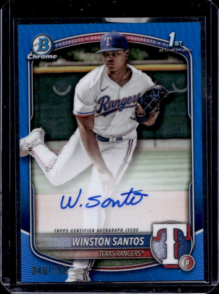 2025 Bowman Winston Santos Chrome Auto Blue Refractor 1st #46/150