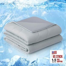 Cooling Comforter Queen, Cold Touch Fabric Absorbs Body Queen 90"x90" Grey