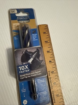 Century, 3/4 Inch Speed Cut Auger Bit , 10x Faster, 1/4 Inch Shank
