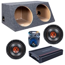 Slanted Sealed Hatchback Enclosure w/ MJP1244 12" Sub, 1200W Amplifier, Amp Kit