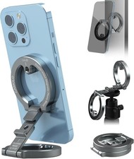 Dual Magnetic Phone Holder Tripod Mount Double For Smartphone Head Stand Desk CA