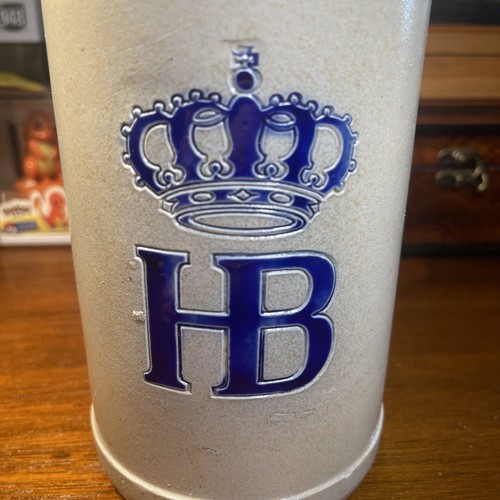 Hofbrauhaus Liter Stone Beer Stein with HB Crest 7.25” Tall Weighs 2.5lbs - Picture 2 of 11