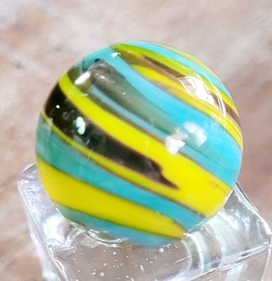 Amber Based Lutz Marble w/ Yellow , Blue, Brown W/ LUTZ  Must See Mint 