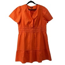 Quince 100% Organic Cotton Tiered Short Dress Vermilion Red Size XL