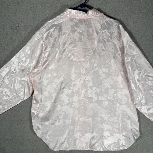 Collette By Miss Elaine Damen Gr. XL Satin Jacquard Pyjama Oberteil Blush Pink - Bild 10 von 12