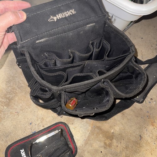 Husky Large Tool Open Tote Tool Bag Pockets Handle And Shoulder Strap - Picture 2 of 5