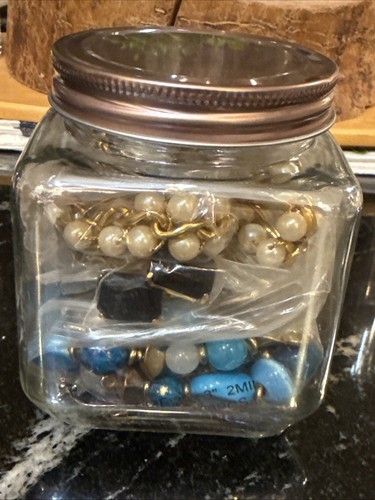 Mystery Jewelry Jar Gold Tone Over 20Piece. Photos of the Jar/Vase you will get - Picture 10 of 11