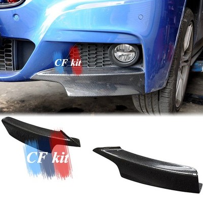 2X Carbon Fiber Front Bumper Lip Spoiler Splitters For 2012-2018 BMW F30 M Tech