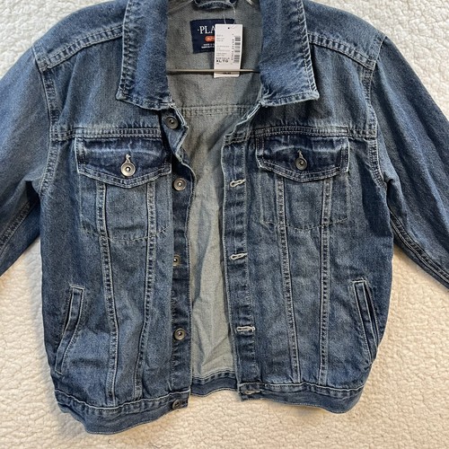 Place Kids Youth Size Extra Large 14 Denim Blue Jean Trucker Jacket Button Front - Picture 3 of 13