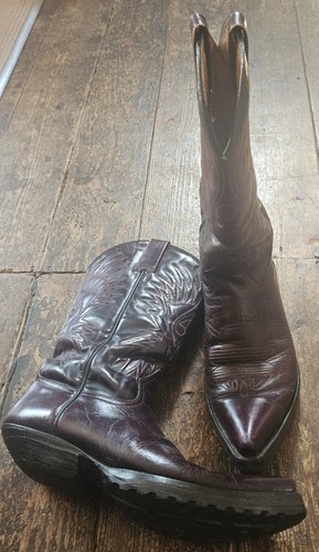 Vintage Gloria Burgund Leder Cowboystiefel, UK Gr.5,5/6, Made In Mexico, Naht - Bild 10 von 14