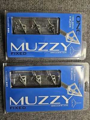 Muzzy One Fixed Blade Broadheads 100 Grain 1-1/8 Cut 3-Blade 6-Pack New !