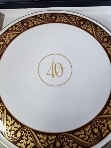 Plato de pastel Royal Worcester Rubí Boda Aniversario 40 Celebración Nuevo - Imagen 5 de 11