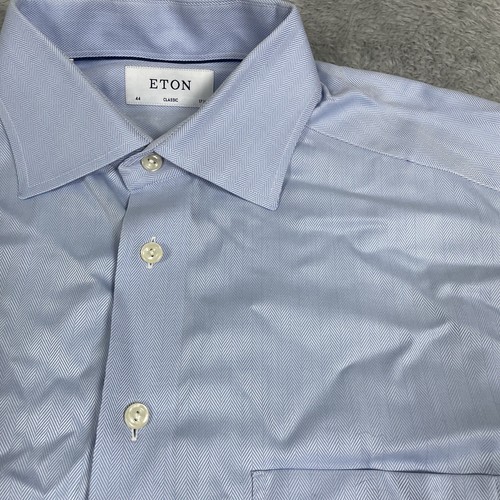 Camicia Eton uomo 17,5 44 vestibilità classica firma twill manica lunga abito tasca - Foto 5 di 13