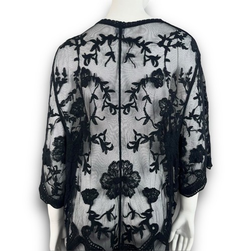 NWT Twig & Arrow Open Front Embroidered Mesh Kimono L Black Witchy Boho Festival - Picture 9 of 12