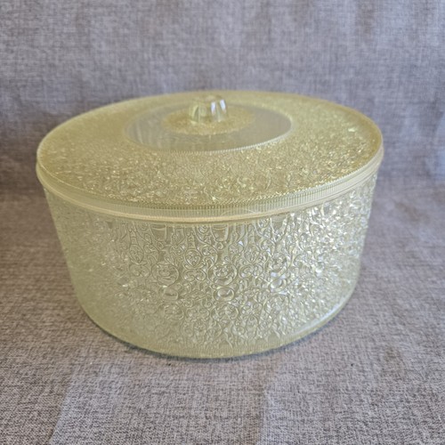 Vintage Regaline Yellow Hard Plastic Round Sewing Box Container With Lid USA  - Picture 1 of 10