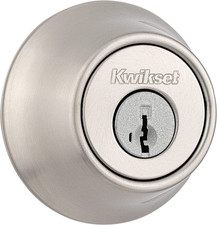 Kwikset 660 Deadbolt Deadbolt Lock, Satin Nickel round Exterior Keyed Front Entr