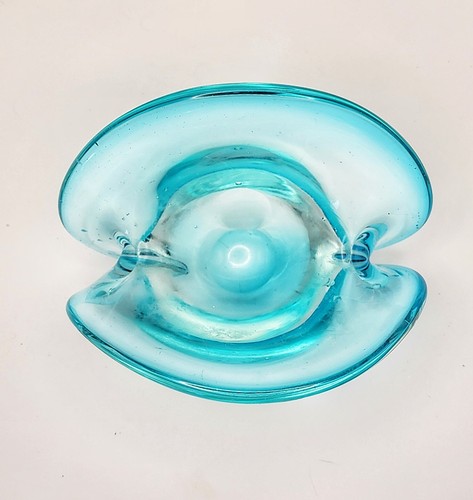 Vintage Murano Sommerso Art Glass Aqua Blue Catchall Bowl Flavio Poli Seguso - Picture 6 of 10