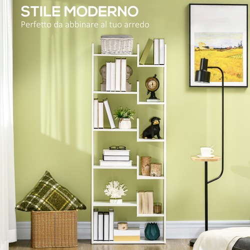 HOMCOM Libreria Moderna a 6 Livelli con 11 Scaffali Aperti in MDF e Truciolato - Foto 5 di 10