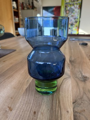Blau Grüne Vase Von Bo Borgstrom für Aseda Glasbruik  1960 Midcentury