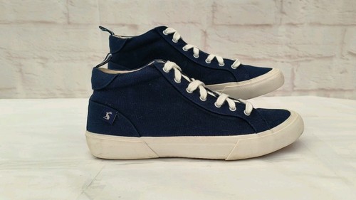 Joules Ladies Trainer Pumps Size 5 Navy Blue White Laces Canvas Organic Cotton - Picture 2 of 16
