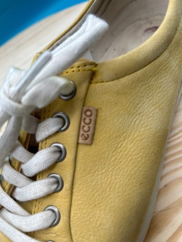 Ecco Soft 7 Comfort Shoes Women's Sz 8 Yellow Leather Lace Up Cap Toe Sneakers - Picture 6 of 10