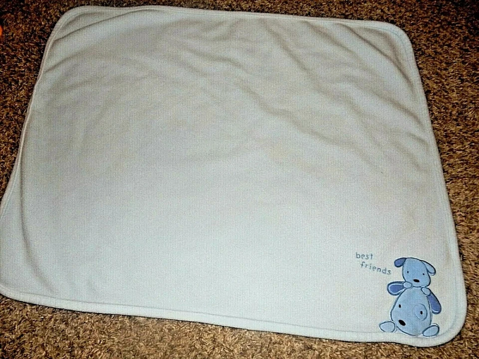 4C Carter's Just One Year Blue Puppy Dog BEST FRIENDS Fleece Baby Crib Blanket - Image 3 of 4