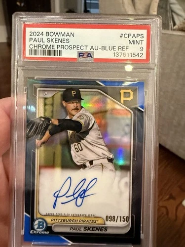 2024 Bowman Chrome Prospect Paul Skenes Auto Blue Refractor /150 #CPA-PS PSA 9