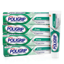 Super Poligrip Zinc Free Denture and Partials Adhesive Cream, 2.4 Ounce Pack of