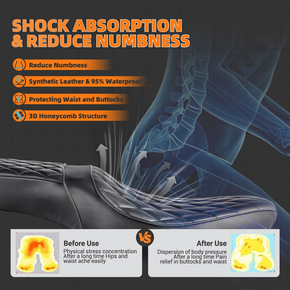 WOLFLINE Rider Passenger Seat For Kawasaki Vulcan S EN VN 650 2015-2025 Comfort Foto 3 de 4