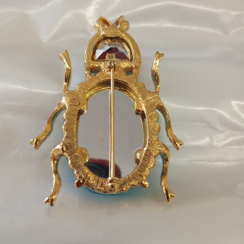 Craft Brooch Bug Huge Lite Blue Jelly Belly Dark Blue Rhinestone Rare Beautiful - Picture 10 of 11
