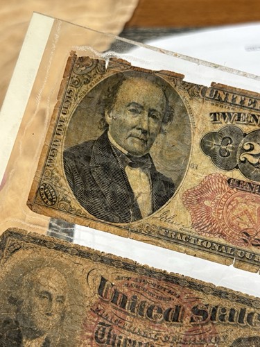 Lot of 2 US Fractional Currency Notes 25 Cent George Washington & Robert Walker - Picture 3 of 10