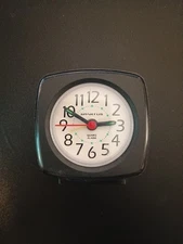 🔥🔥VINTAGE Travel Alarm Clock Portable Spartus Quartz  WORKING! Glow Black 🔥🔥