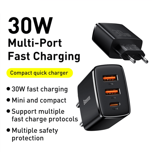 30W 3-Port USB C Ladegerät Mehrfach Intelligent QC 4.0 für iPhone 15 14 Netzteil - Bild 6 von 14