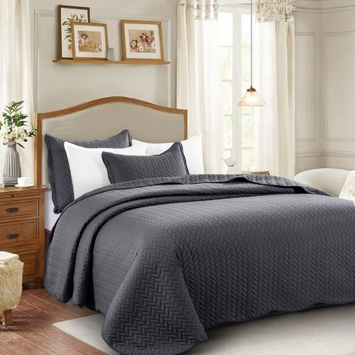 Reversible Bedspread Bedding Set Luxury Quilted Embossed Bed Throw Queen King US - Picture 7 of 73