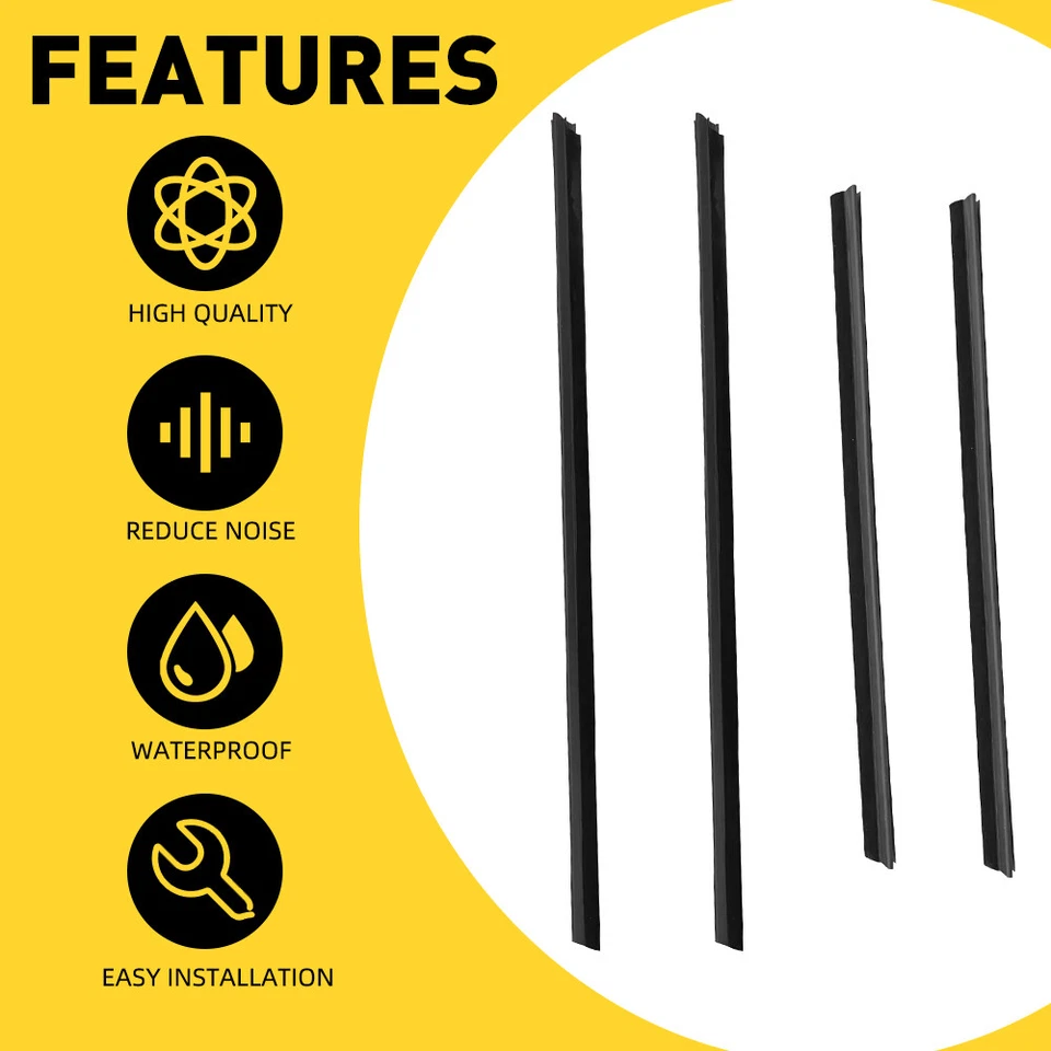 For 2008-2013 Honda Fit Jazz 4pcs Weatherstrip Window Moulding Trim Seal Belt - Image 3 of 4