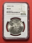 1898 O Morgan Silver Dollar, NGC graded MS65
