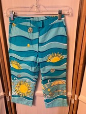 Girls LILLY PULITZER Sz 7 Blue Beachy w/ Yellow Sun Lined Pants