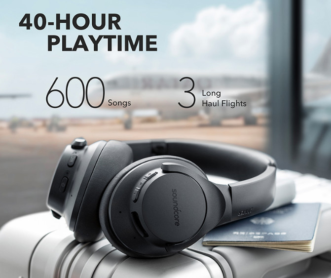 Anker Soundcore Space One Headphones, Active Noise Canceling, App Control,  40 Hours ANC Playtime - Blue 