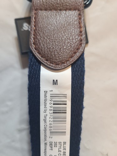Kids' Reversible Striped Belt- Art Class Blue Size Medium - Picture 3 of 4