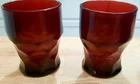 Georgian Ruby Red Glasses MCM Barware Kitchen  4" Tall Set 2 Beautiful Vintage