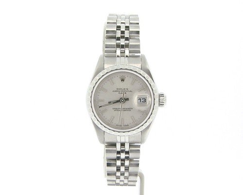 Rolex Date Ladies 79240 Stainless Steel Watch Jubilee Band Silver Dial - Picture 1 of 4