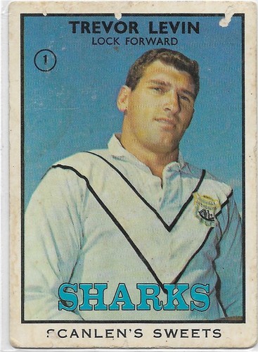 1968 B Nrl Rugby League Scanlens (1) Trevor LEVIN Sharks :: - Picture 1 of 2