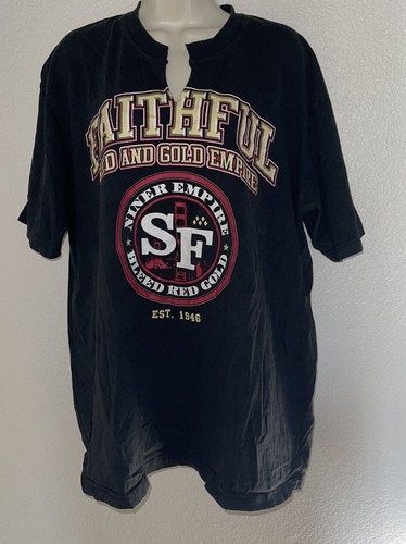 San Francisco 49ers Faithful Red Gold Empire Bleed Red Gold T Shirt V Neck 2X