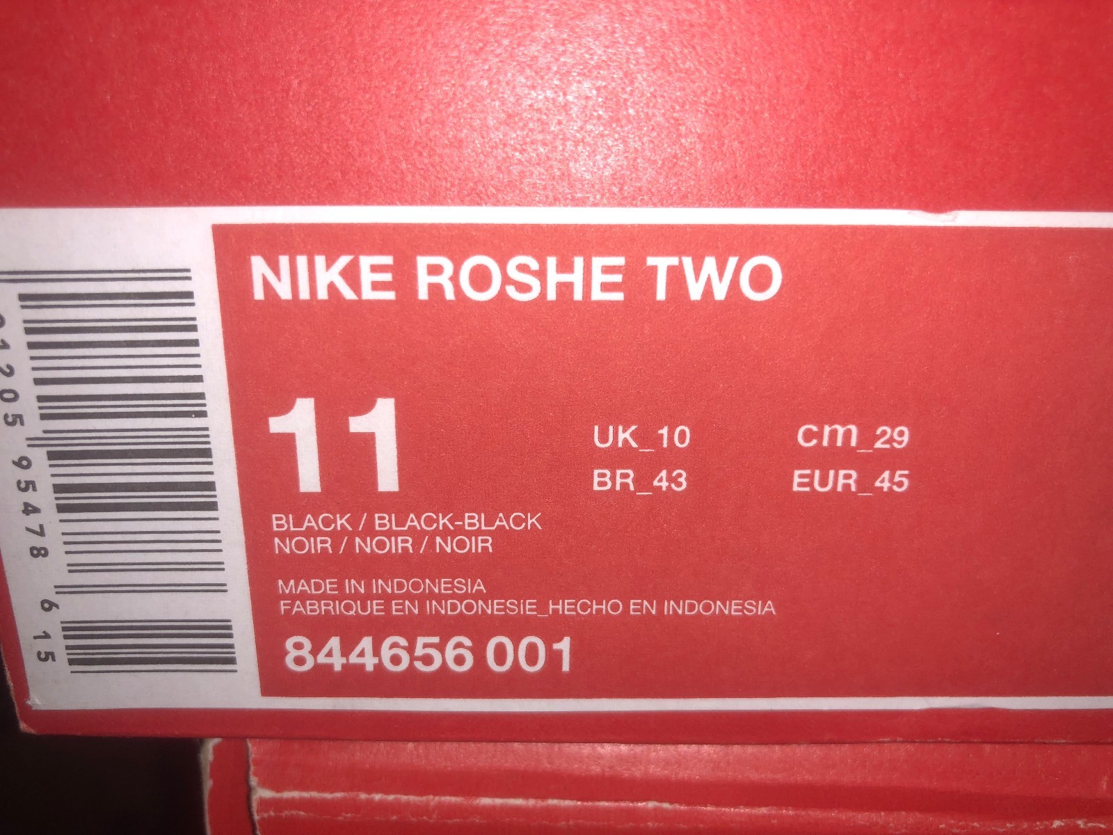 NIKE ROSHE TWO BNIB BLKBLK SIZE 11 844656 001 001 001 NIKE ROSHE TWO BNIB BLKBLK SIZE 11 844656 001 001 001