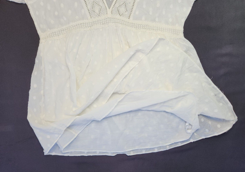 Zara white light cotton boho mini dress eyelet V neck long sleeve New XL - Picture 4 of 11