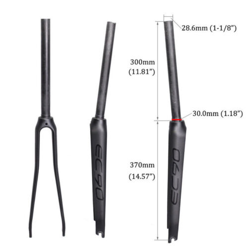 EC90 1-1/8" Threadless Carbon Fiber 700C Road Bike Straight Steerer Rigid Forks - Picture 4 of 13