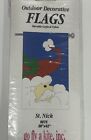Vtg Outdoor Decorative Flag Christmas Santa Saint Nick 2-Sided Nylon 28x42 Nip