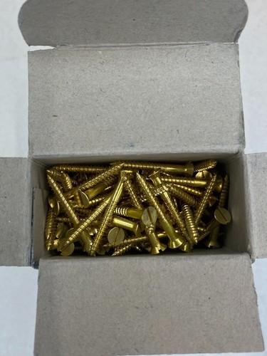 Box Brass Countersunk Screws 1" x 4 Woodscrews Slotted Head Full Box of 200 - Picture 4 of 24