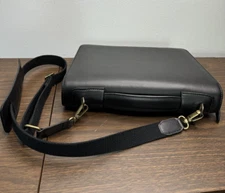 Day-Timer Vtg Organizer Black Leather Crossbody Messenger 7-Ring Brass Rare
